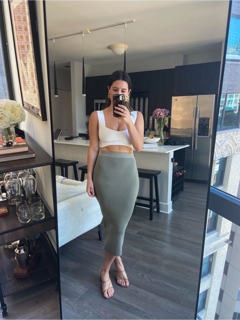 Anine Bing Ribbed Knit Set in khaki - Picture 8 of 8